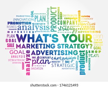 What's Your Marketing Strategy word cloud collage, business concept background