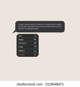 Whatsapp Chat Screen App On Iphone, Messaging Template. Social Network, Chatting And Messaging Concept. UI. UX. Alert. Notification. Option. Reply. Forward. Copy. Delete. Report. Star. Facebook.