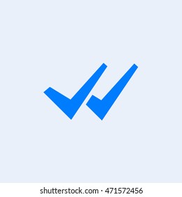 WhatsApp Delivered Message Icon, Two Check Sign Vector, Mobile Application User Interface Element