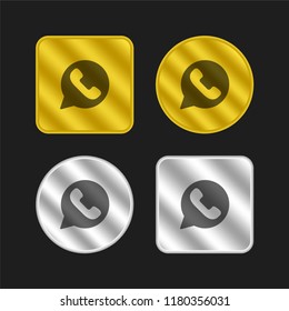 Whatsapp Gold And Silver Metallic Coin Logo Icon Design