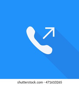 Whatsapp messenger outgoing call icon vector, Mobile application user interface sign, long shadow