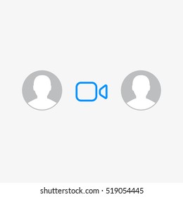 Whatsapp Video Call Between Profile Photos Vector Icon On Grey Background, Social Media Sign, Symbol, Eps, Ai, Jpg, UI, Web, User Interface, Flat, Isolated, Silhouette, Graphic, App, Image