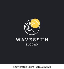 Whave sun logo icon flat design template 