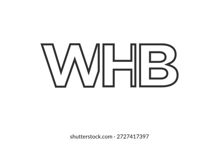WHB logo design template with strong and modern bold text. Initial based vector logotype featuring simple and minimal typography. Trendy company identity ideal for businesses brand presence.