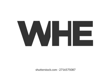 Modelo de design de logotipo WHE com texto em negrito forte e moderno. Logotipo vetorial inicial com tipografia simples e mínima. Identidade de empresa moderna ideal para a presença de marca de empresas.