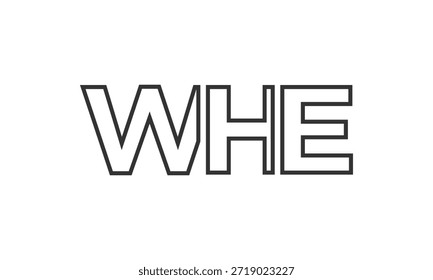 WHE Plantilla de diseño de logotipo con texto fuerte y moderno en negrita. Logotipo de Vector inicial basado en tipografía simple y mínima. Identidad de empresa de moda ideal para la presencia de la marca de las empresas.