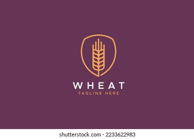 Wheat Abstract Shape on The Shield for Business Nutrition and Healthy Food Logo