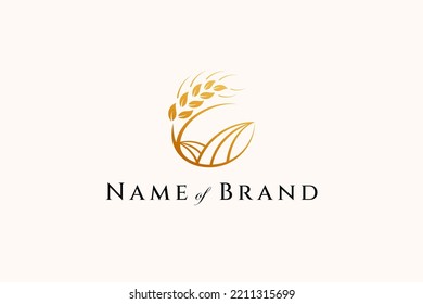 Wheat or agricultural wheat logo in circle frame suitable for bakery company logo