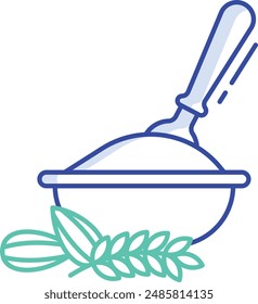 wheat almond porridge outline color vector illustration