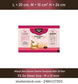 Wheat Atta Packet Dieline Template