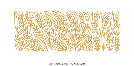 Wheat background for bakery. Spikelets and ears of wheat. Editable outline stroke. Vector line.