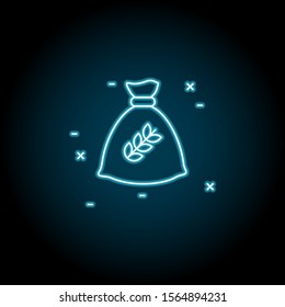 Wheat, bag blue neon icon. Simple thin line, outline vector of agriculture icons for ui and ux, website or mobile application