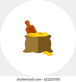 Wheat bag full of golden grains icon