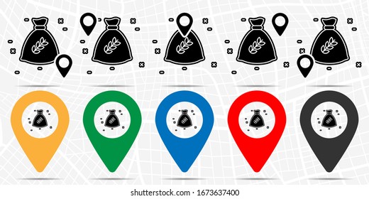 Wheat, bag icon in location set. Simple glyph, flat illustration element of agriculture theme icons