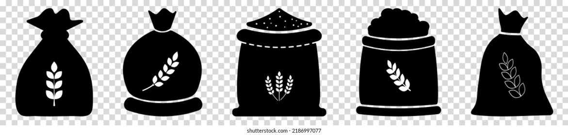 Wheat bag icon set. Vector illustration isolated on transparent background