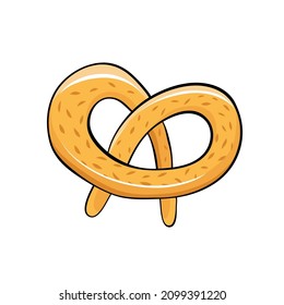 wheat bagel with seeds hand drawn in cartoon style