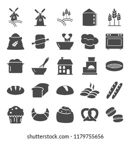 Wheat and bakery simple icons set