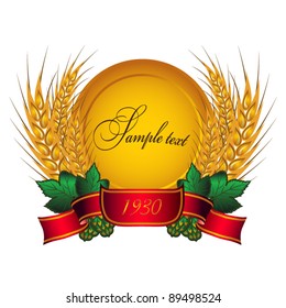 Wheat banner on white with red stripes