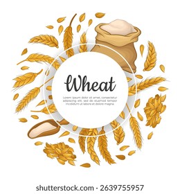 Wheat banner with place for text. Bakery, organic grain products poster, card. Bakery shop design