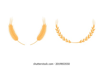 Wheat or Barley Ears Arranged in Laurel Vector Set