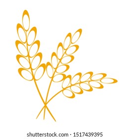Wheat or barley ears. Harvest wheat grain, growth rice stalk and whole bread grains or field cereal nutritious rye grained agriculture products ear symbol. Isolated vector icon