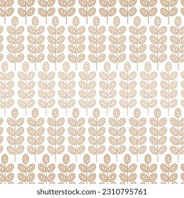 Wheat or barley, endless rye spikelets doodle hand drawn background. Wheat ears texture for bakery goods packaging design, vector illustration.