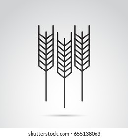 Wheat, barley icon isolated on black background. Vector art.