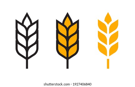 Wheat Or Barley Icon Set. Grain Symbol. Vector Illustration.