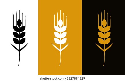 Wheat or barley icon set. Grain symbol. Vector illustration eps 8