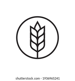 Wheat or barley outline icon. Grain symbol. Vector illustration.