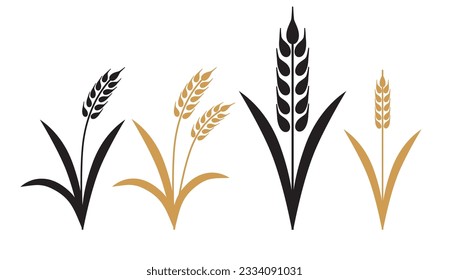 Wheat, barley simple illustration, set of icons.