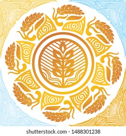 Wheat and beautiful nature background. Vector illustration
