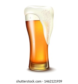 Wheat beer ads, beer glass with attractive beer, 3d illustration on transparent background.