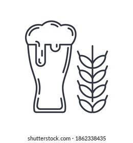 Wheat beer glass icon, linear isolated illustration, thin line vector, web design sign, outline concept symbol with editable stroke on white background.