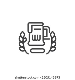 Wheat beer mug line icon. linear style sign for mobile concept and web design. Beer mugs outline vector icon. Pub symbol, logo illustration. Vector graphics