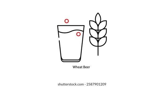Wheat Beer Vector Icon - Traditional Light and Cloudy Ale Glass