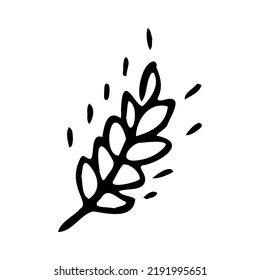 Wheat black icon on white background hand drawing doodle style