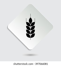 wheat - black vector icon  on a paper button
