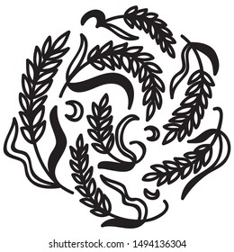 Wheat. Black and white. Vector illustration