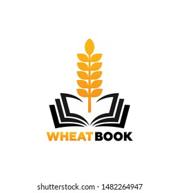 Wheat Book Logo Template Design Vector, Emblem, Design Concept, Creative Symbol, Icon