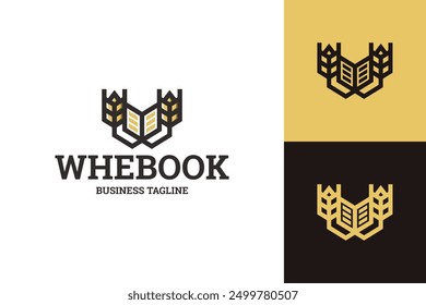 wheat book vector logo design