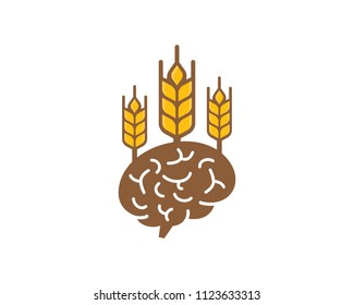 Wheat Brain Icon Logo Design Element