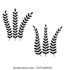 Wheat branch icon. Agricultural plant graphic. Rural nature vector. Minimal botanical symbol.