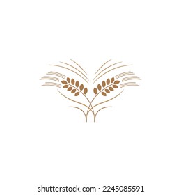 Wheat branch icons. Wheat drawing.