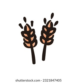 Wheat - Bread and bakery icon (Hand-drawn line, colored version)