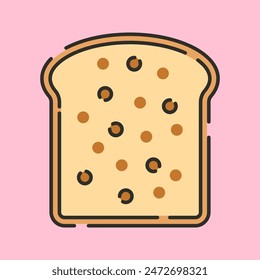 Wheat Bread Flat Cartoon Style Illustration