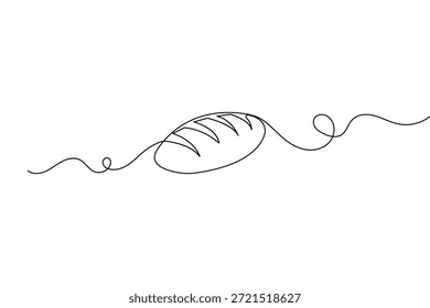 Icono de comida de pan de trigo, dibujo continuo de una línea y estilo minimalista, Ilustración vectorial de contorno aislado