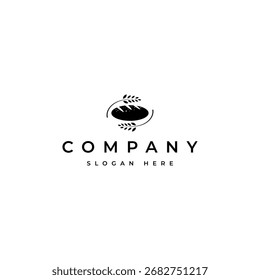 logotipo de alimento de pão de trigo no estilo de design de vetor plano