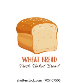 Wheat bread icon for bakery shop or food design. Vector illustration.
