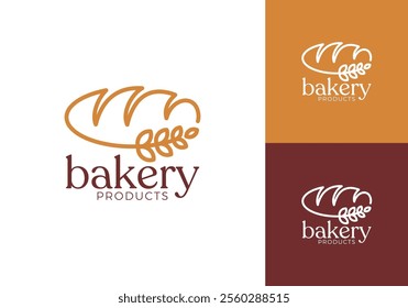 wheat with bread logo. nature food bakery design vector template